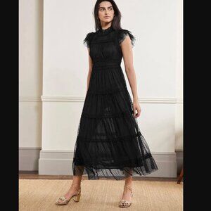 NWT Boden Edie Tiered Tulle Midi Dress, Swiss Dot Size 8P